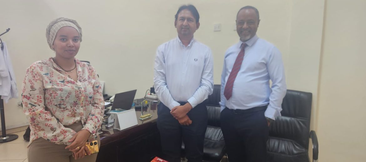 Ms. Feben Abebe complimenting Dr. Mulugeta, Medical Director, Girum hospital, Addis Ababa, Ethiopia on successfully conducting Adult Oncology & Pediatric Hemato-Oncology clinic